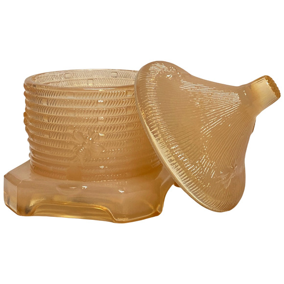 Boyds Crystal Art Glass Rosie Pink Beehive Honey Jar with Lid 1999 - Picture 2 of 7